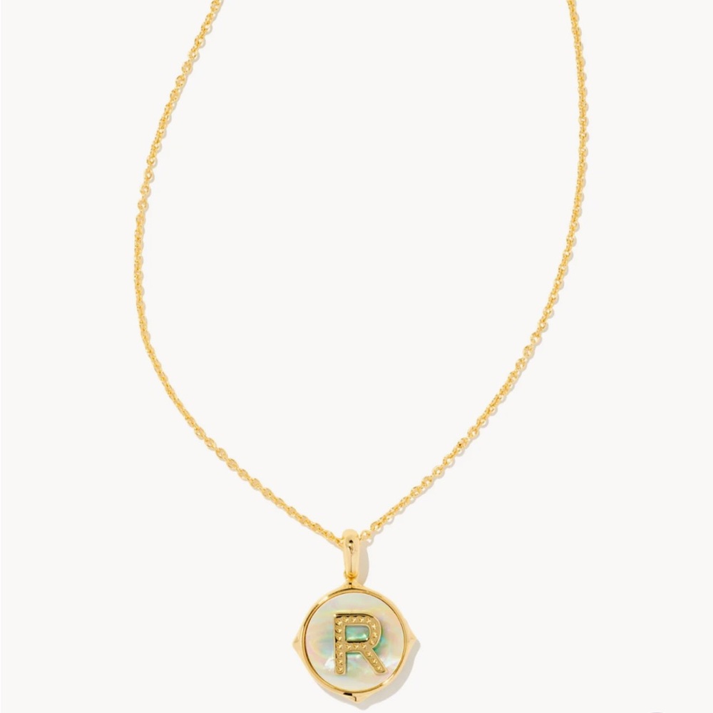 Kendra Scott Letter R Gold Disc Reversible Pendant Necklace